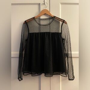 Banana Republic Babydoll Polka Dot Tulle Blouse • NWT